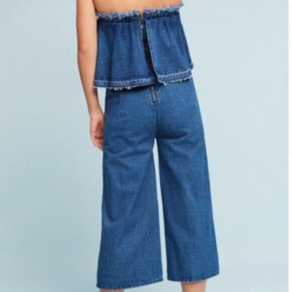 Anthropologie | Women's Blue Hei Hei Denim Strapless Romper Size Medium - Picture 5 of 15
